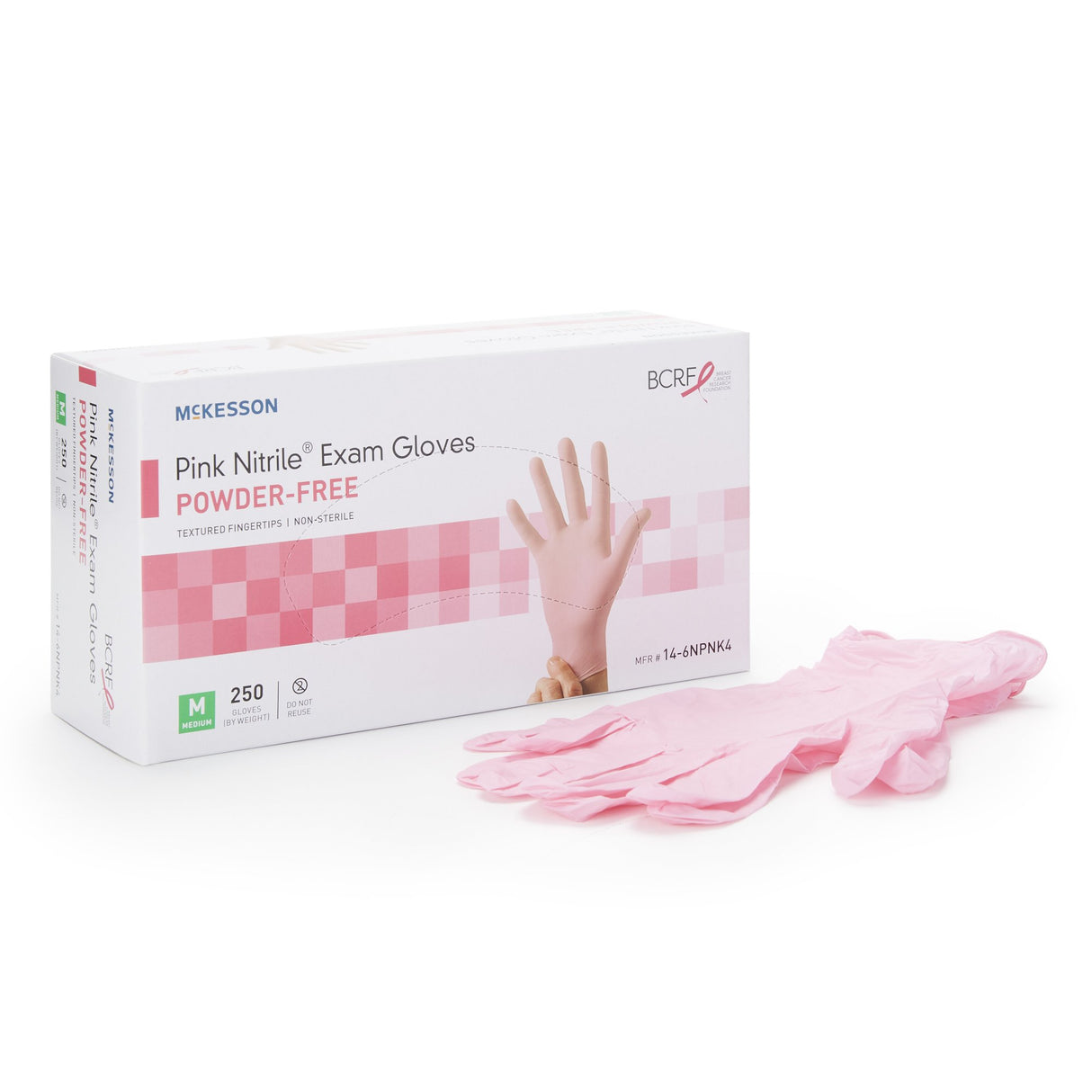 McKesson Pink Nitrile Exam Gloves – Powder-Free, Textured Fingertips, Latex-Free