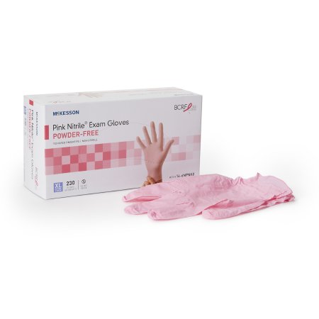 McKesson Pink Nitrile Exam Gloves – Powder-Free, Textured Fingertips, Latex-Free