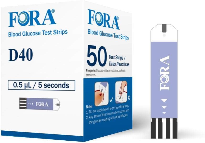 FORA D40 Blood Glucose Test Strips – 50 Count