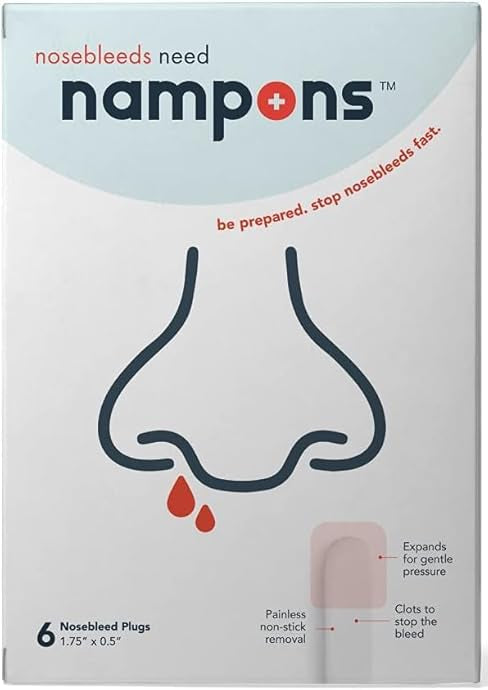 Nampons Nosebleed Stoppers for Adults – 6 or 12-Pack, Hypoallergenic