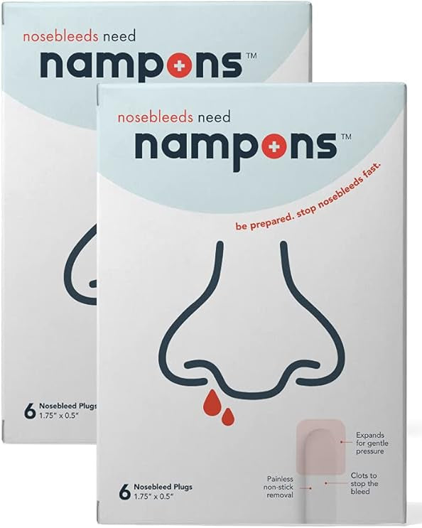 Nampons Nosebleed Stoppers for Adults – 6 or 12-Pack, Hypoallergenic