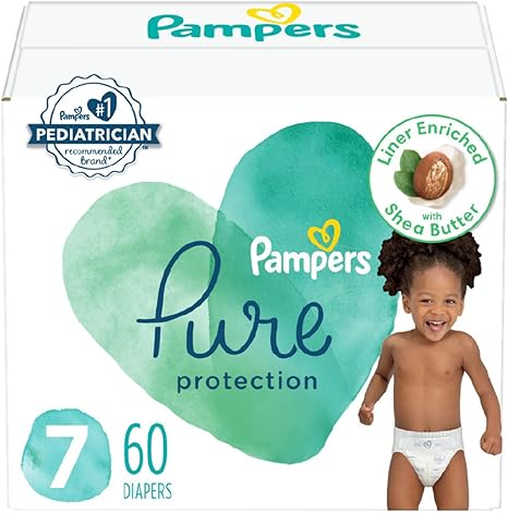 Pampers Pure Protection Diapers – Size 7 (60 count)
