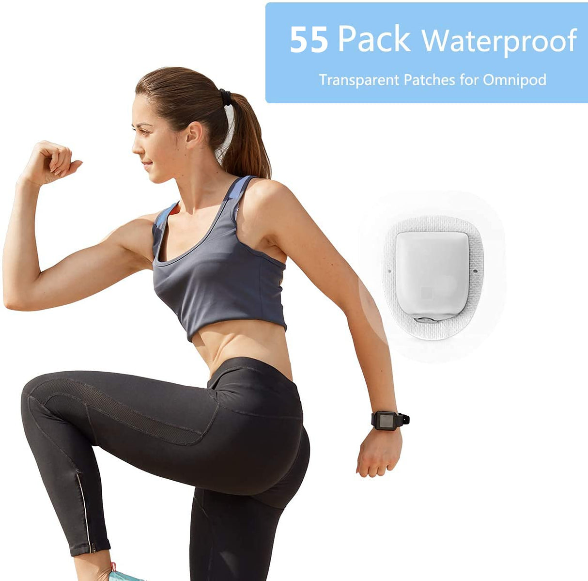 Adhesive Patches for Omnipod 5 – Waterproof 55‑Pack (Clear Transparent Overpatch)