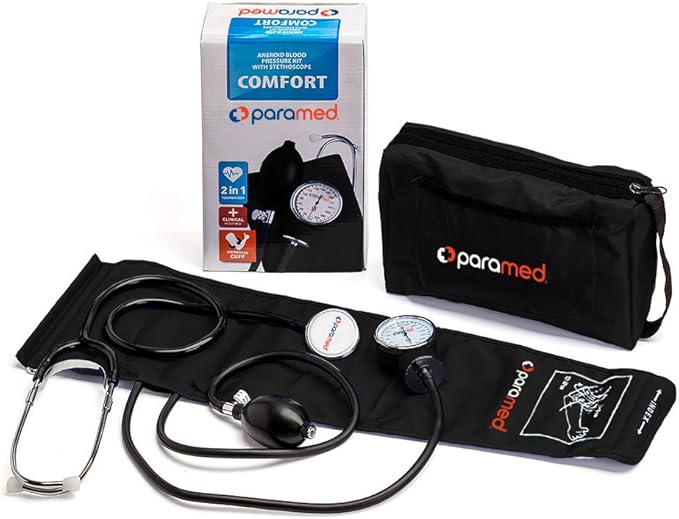 Paramed Aneroid Sphygmomanometer with Stethoscope – Manual Blood Pressure Cuff with Universal Cuff