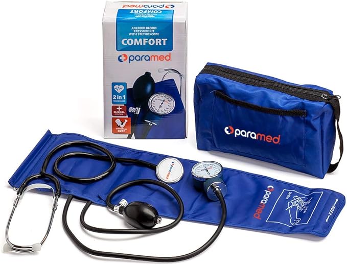 Paramed Aneroid Sphygmomanometer with Stethoscope – Manual Blood Pressure Cuff with Universal Cuff