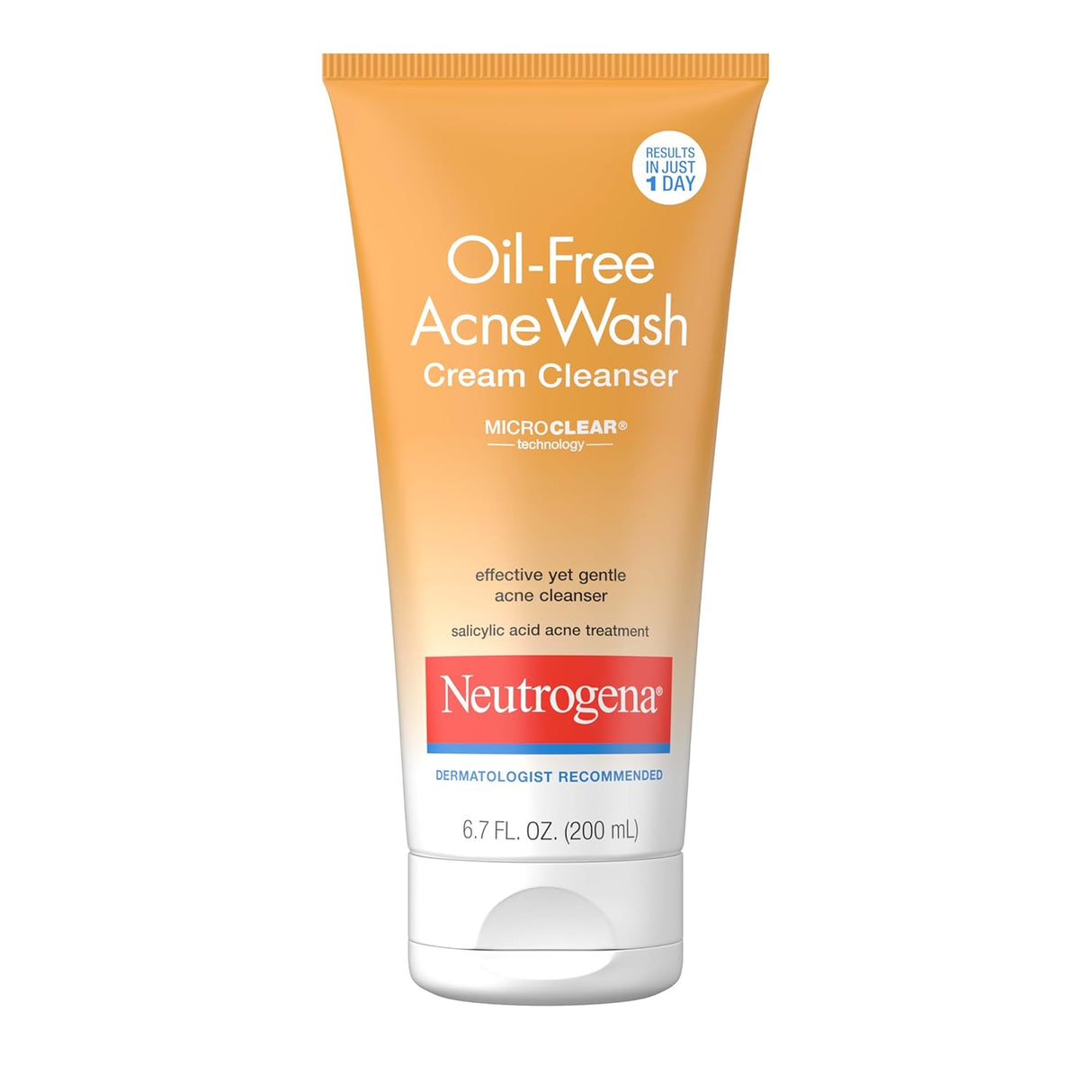 Neutrogena Oil-Free Acne Face Wash Cream Cleanser with 2% Salicylic Acid, 6.7 fl oz