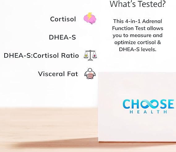Choose Health Adrenal Health Test Kit (4-in-1, Cortisol & Energy Markers)