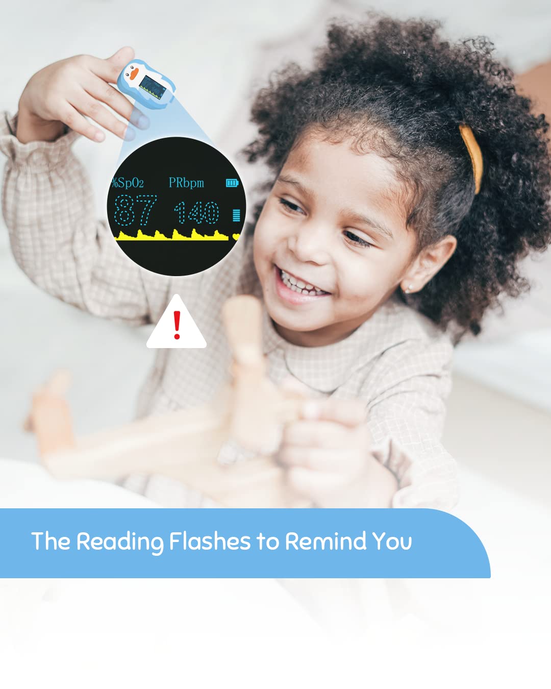 Kids Penguin Fingertip Pulse Oximeter (Blue)