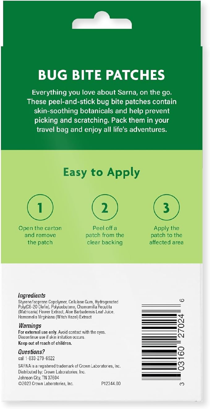 Sarna Bug Bite Relief Patches (27 Count), Hydrocolloid Stickers