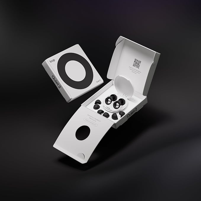 Loop Quiet 2 Ear Plugs – Black, Ultra-Comfy Reusable Noise-Reducing Earplugs