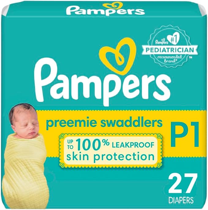 Pampers Swaddlers Preemie Diapers Size P1 (27 Count)