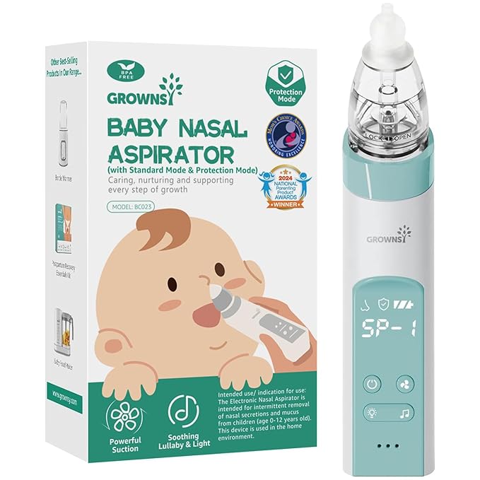 GROWNSY Baby Nasal Aspirator – Electric & Rechargeable