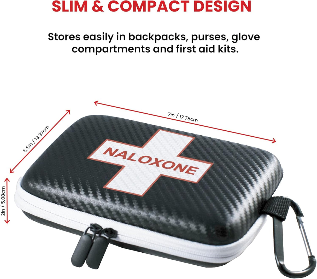 Hardshell Naloxone Response Case — Water-Resistant EVA with Double Pocket & Carabiner (7×4.5×2″)