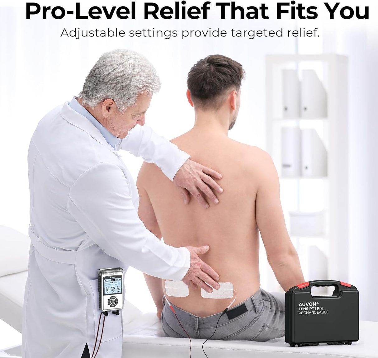 AUVON Rechargeable Digital TENS Unit Muscle Stimulator – PT1 Pro