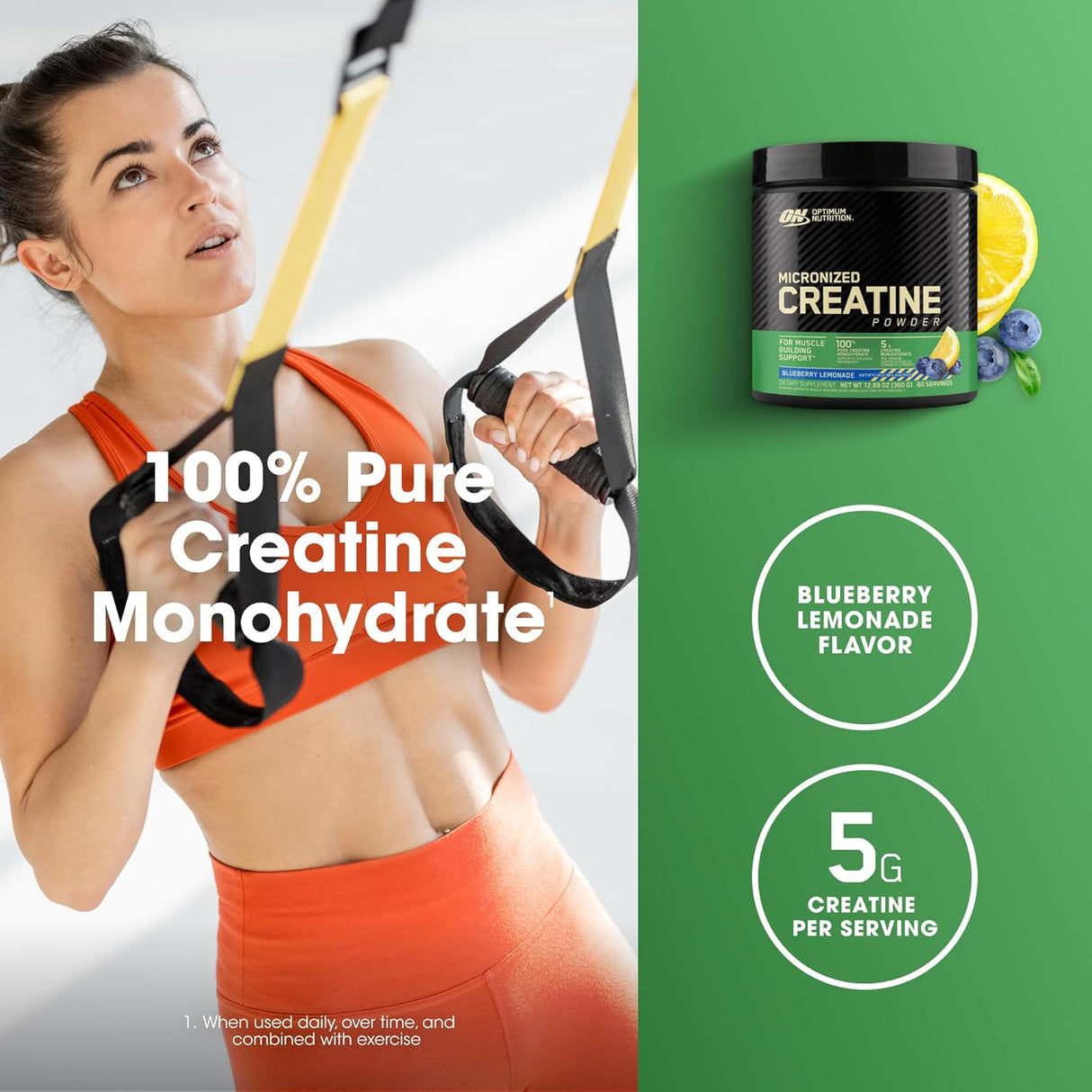 Optimum Nutrition Creatine Monohydrate – Blueberry Lemonade Flavor