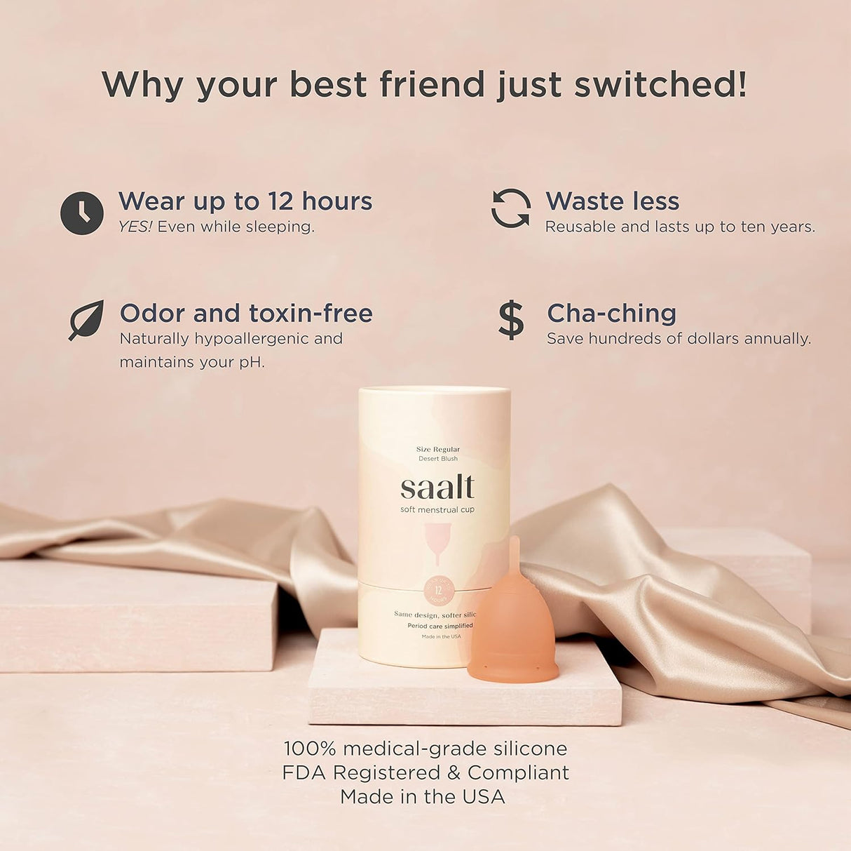 Saalt Soft Menstrual Cup – Small Desert Blush (Reusable)