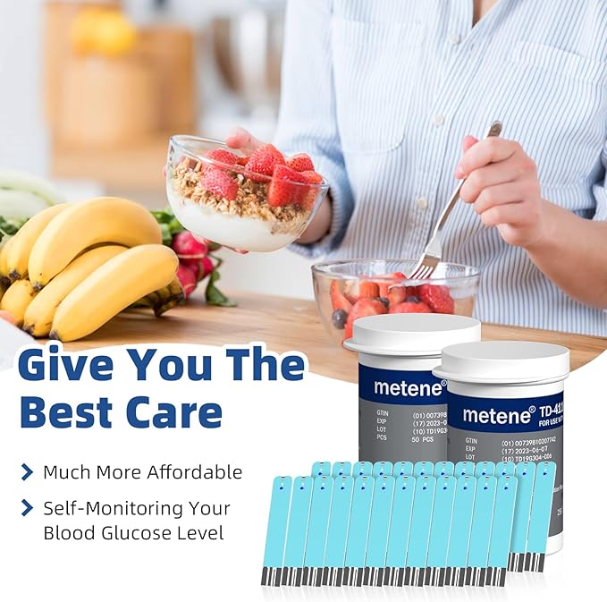 Metene TD-4116 Blood Glucose Test Strips – 100 Count