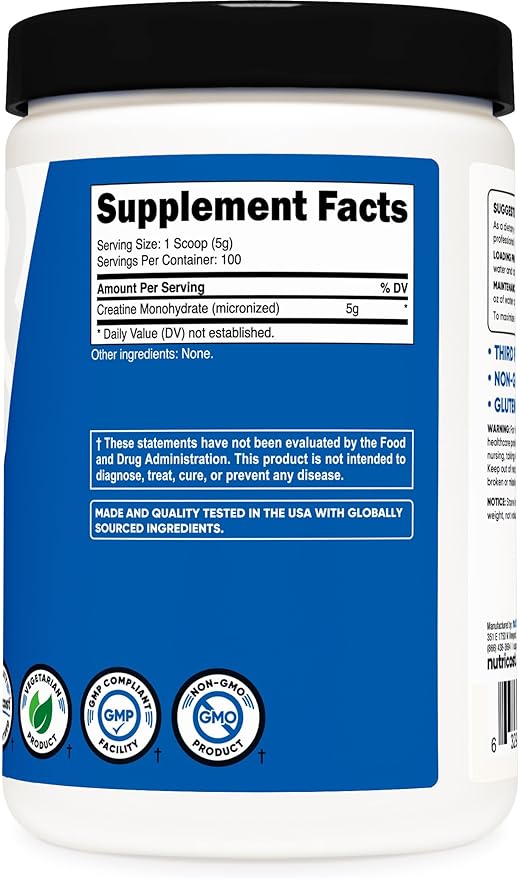 Nutricost Creatine Monohydrate – Unflavored, Micronized Powder