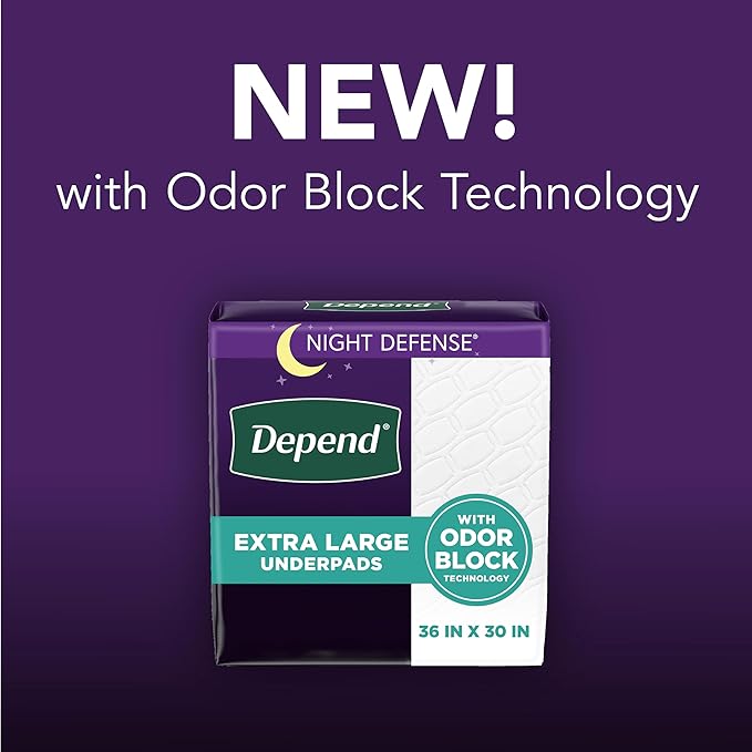 Depend XL Underpads, Disposable Incontinence Bed Pads (48 Count)