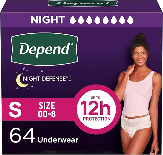 Depend Night Defense Women’s Incontinence Underwear, Small, Blush