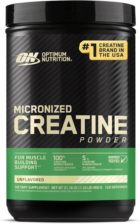Optimum Nutrition Creatine Monohydrate – Unflavored, Micronized Powder