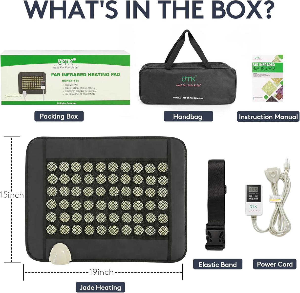 UTK Far Infrared Heating Pad – Small 19" x 15" Jade Back Heating Pad