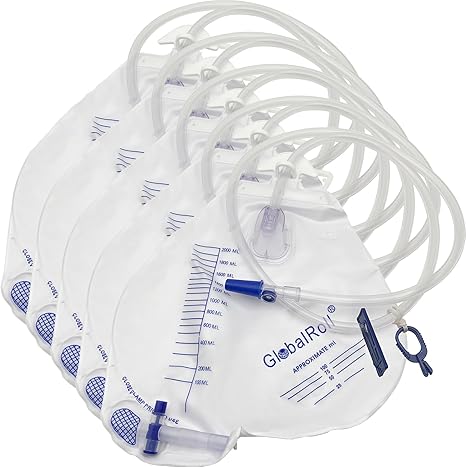 GlobalRoll Urinary Drainage Bag with Anti-Reflux Chamber (2000 mL, 48" Tube)