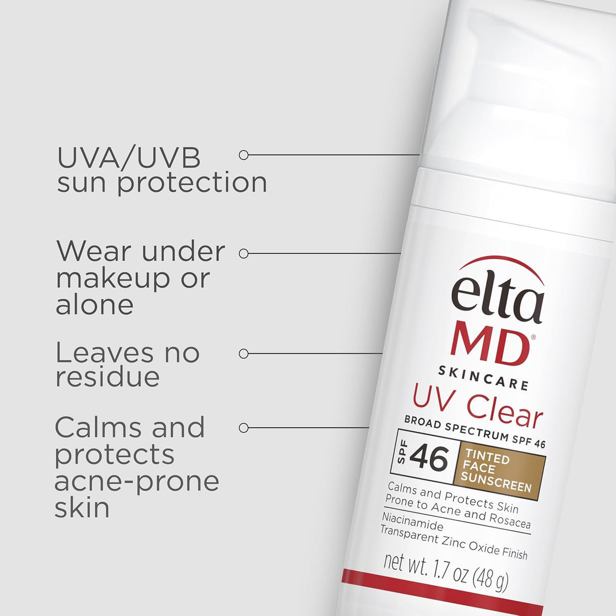 EltaMD UV Clear Tinted Face Sunscreen SPF 46 – Broad-Spectrum, Oil-Free (Tinted)