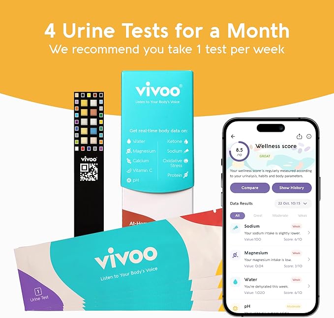 Vivoo 8-in-1 Urine Wellness Test Strips with App (4 Tests)