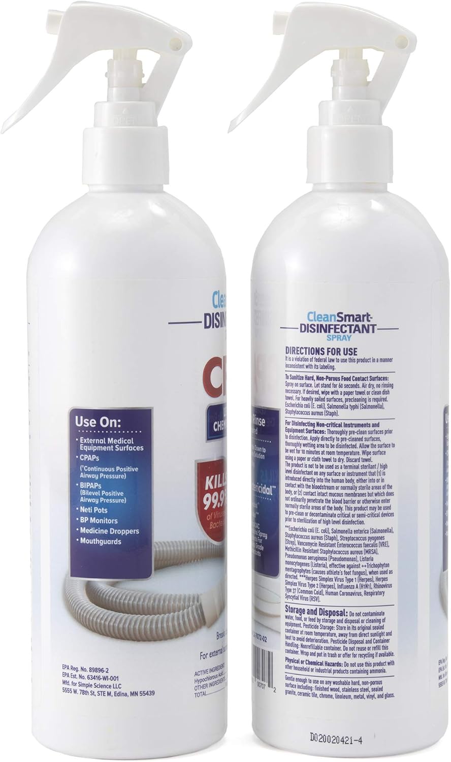 CleanSmart CPAP Disinfectant Spray – 16 oz (2-Pack)