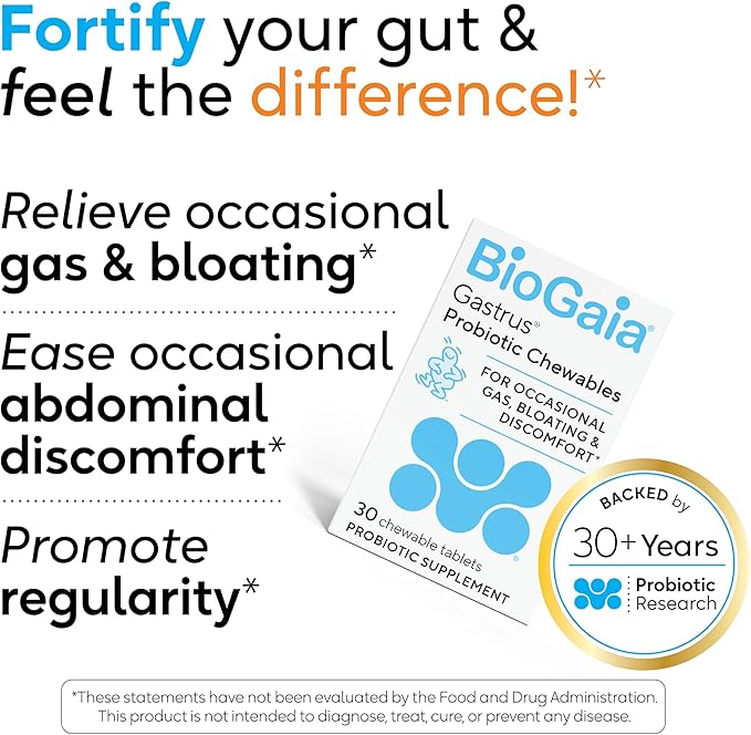 BioGaia Gastrus Gut Health Probiotic – 30 Chewable Tablets