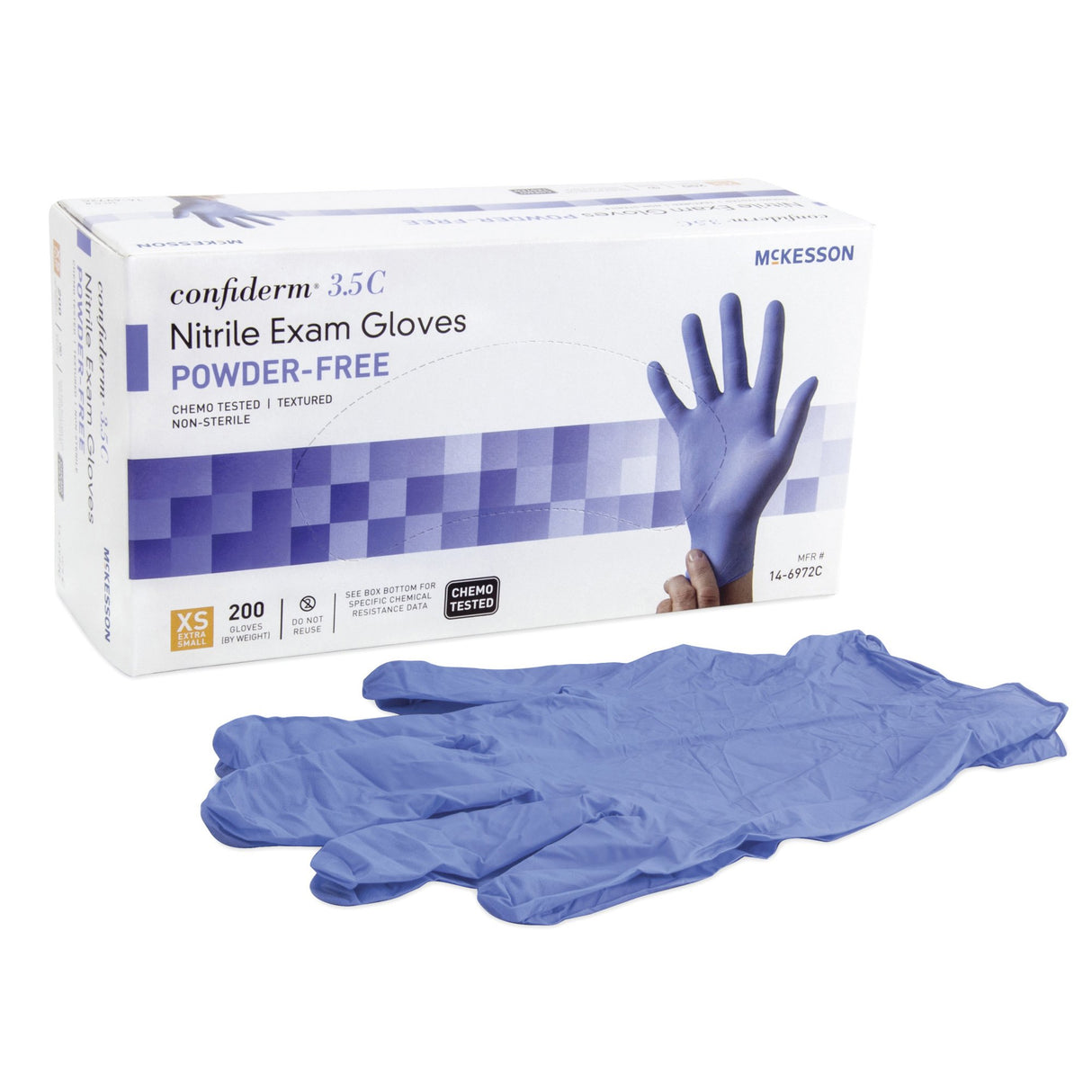 McKesson Confiderm 3.5C Nitrile Exam Gloves – Chemo Tested, Powder-Free, Latex-Free Medical Gloves