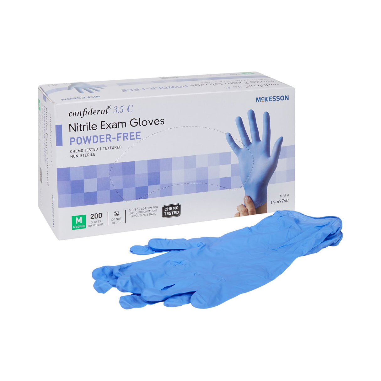 McKesson Confiderm 3.5C Nitrile Exam Gloves – Chemo Tested, Powder-Free, Latex-Free Medical Gloves