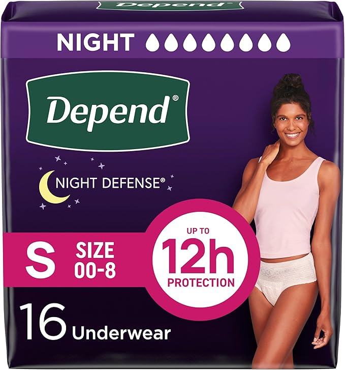 Depend Night Defense Women’s Incontinence Underwear, Small, Blush