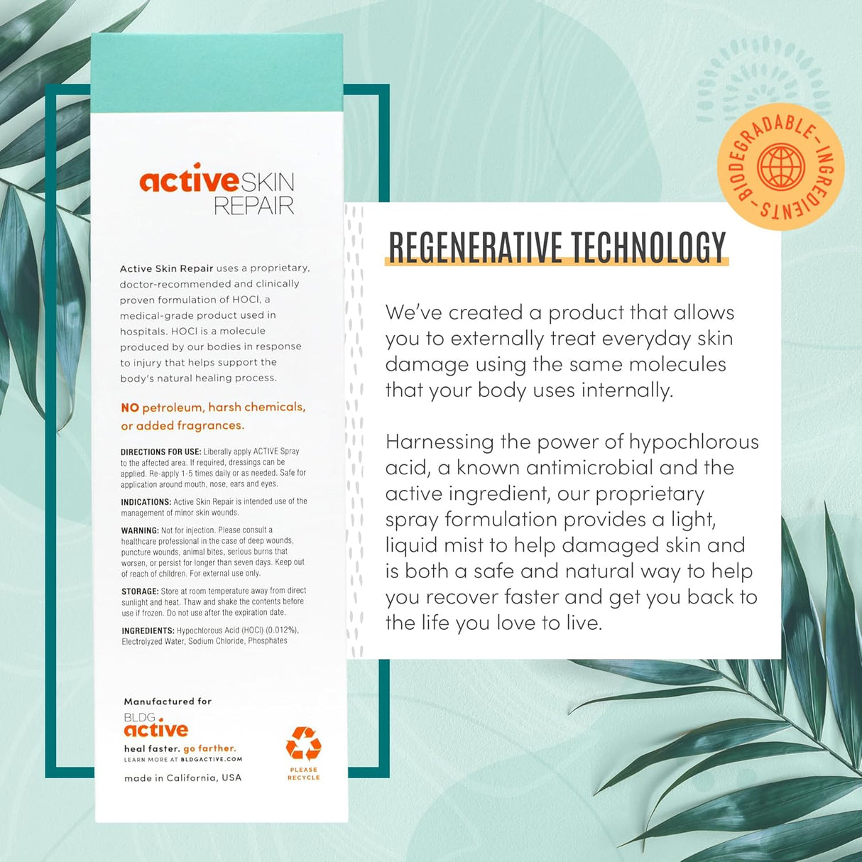 Active Skin Repair First Aid Healing Skin Spray 3 oz – Hypochlorous Acid