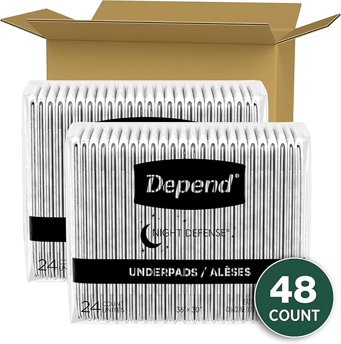 Depend XL Underpads, Disposable Incontinence Bed Pads (48 Count)