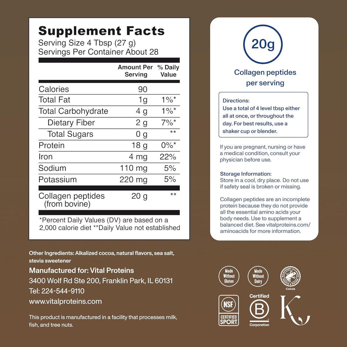 Vital Proteins Collagen Peptides Powder – Chocolate Flavor