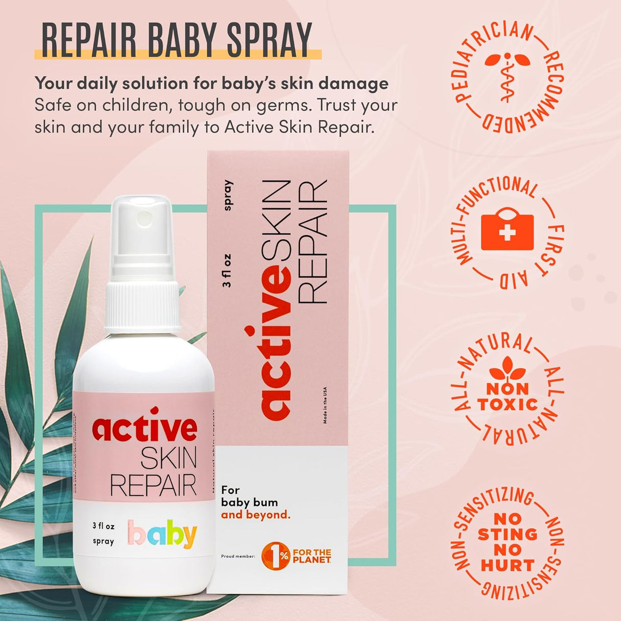 Active Skin Repair Baby First Aid Spray 3 oz – Natural Hypochlorous Acid