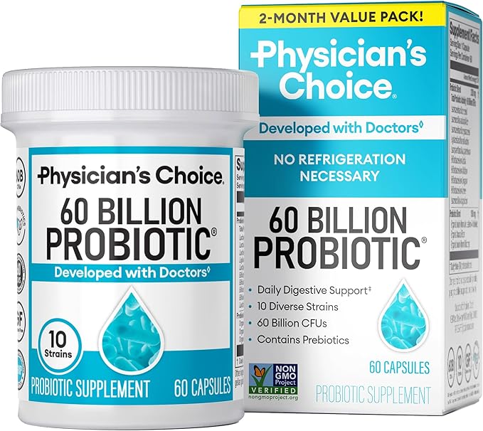 Physician’s Choice Probiotics – 60 Billion CFU, 10 Strains + Organic Prebiotics*
