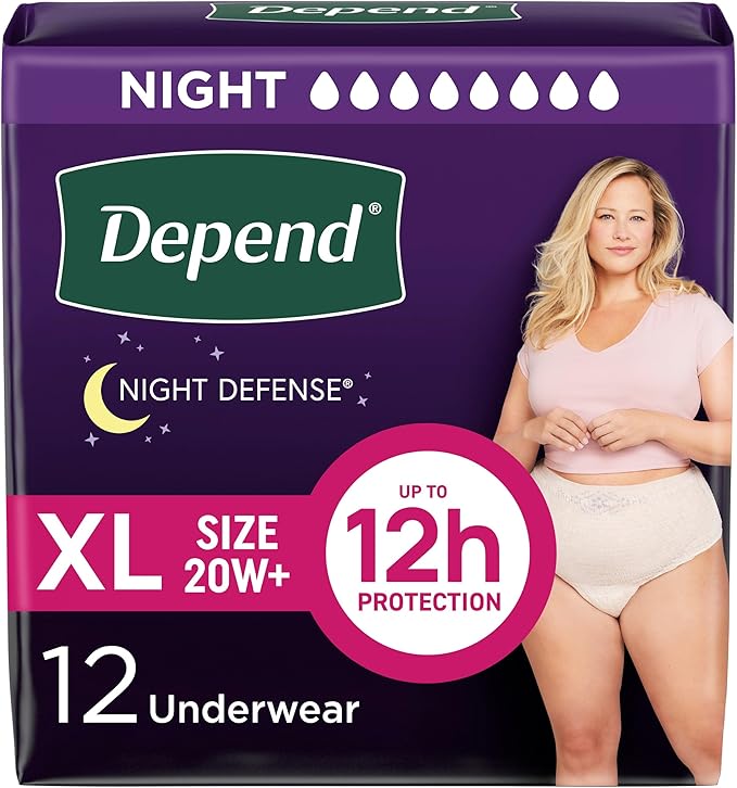 Depend Night Defense Women’s Incontinence Underwear, X-Large, Blush