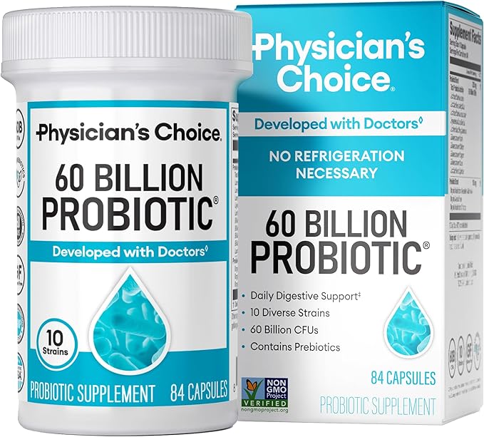 Physician’s Choice Probiotics – 60 Billion CFU, 10 Strains + Organic Prebiotics*