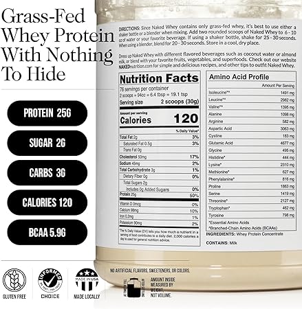NAKED Whey 5LB Grass Fed Unflavored Protein Powder