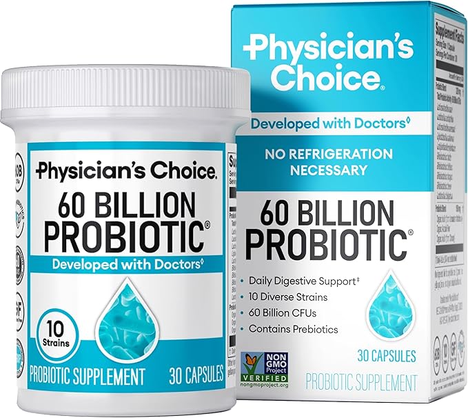 Physician’s Choice Probiotics – 60 Billion CFU, 10 Strains + Organic Prebiotics*