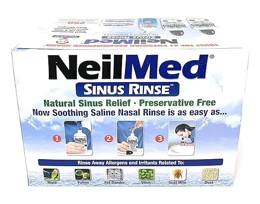 NeilMed Sinus Rinse 2-Bottle Kit + Bonus Saline Spray (250 Packets)