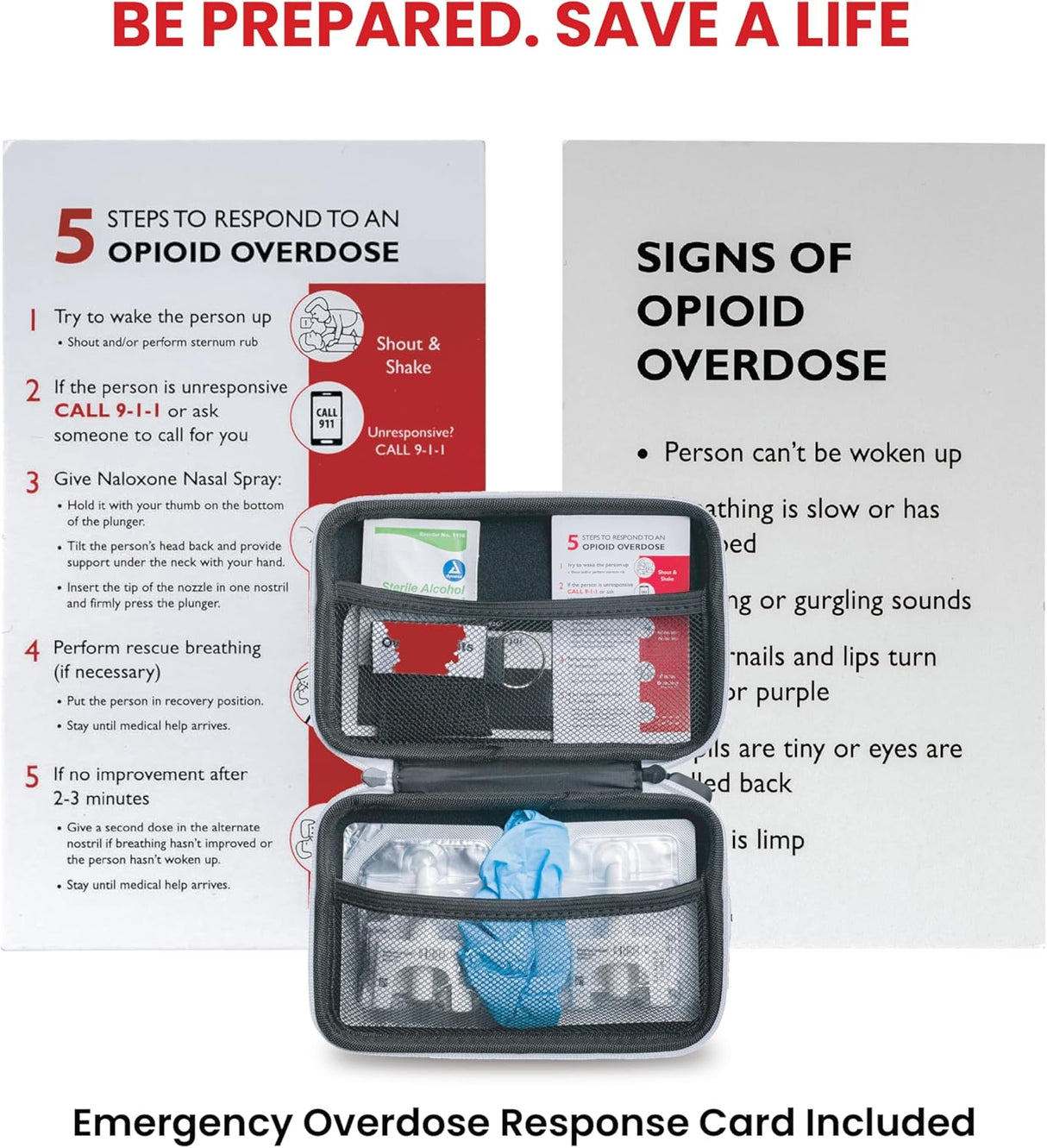 Hardshell Naloxone Response Case — Water-Resistant EVA with Double Pocket & Carabiner (7×4.5×2″)