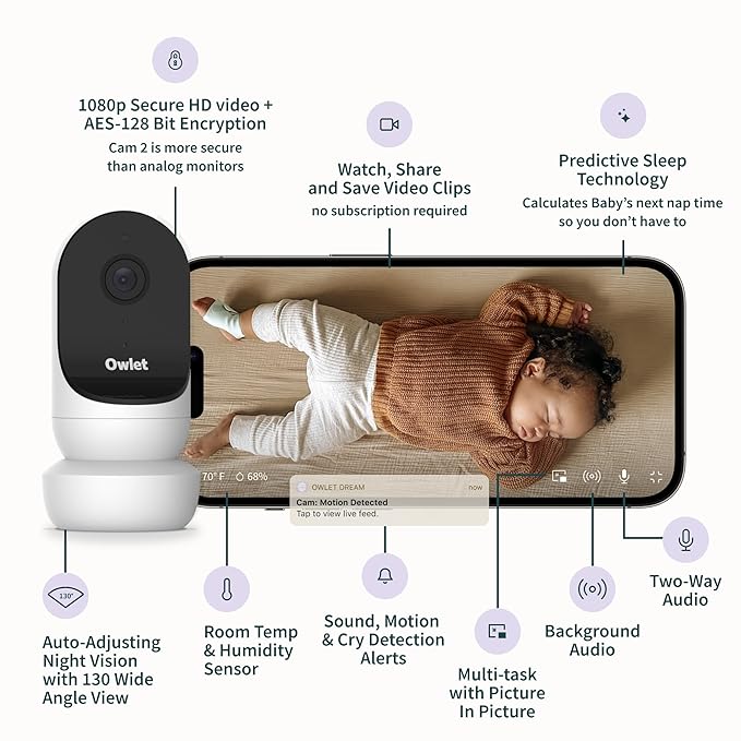 Owlet Cam Smart Baby Monitor – HD Video, Audio, Cry Alerts