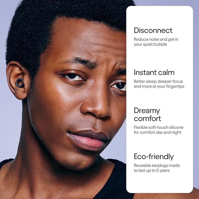 Loop Quiet 2 Ear Plugs – Black, Ultra-Comfy Reusable Noise-Reducing Earplugs