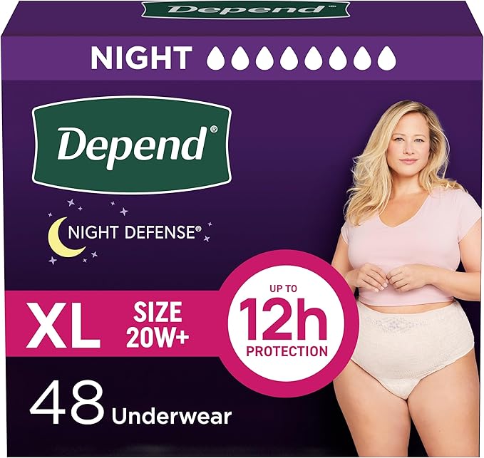 Depend Night Defense Women’s Incontinence Underwear, X-Large, Blush