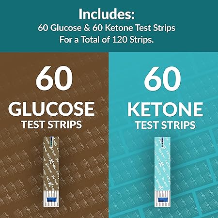Keto-Mojo Blood Glucose & Ketone Test Strips Combo Pack – 120 Count