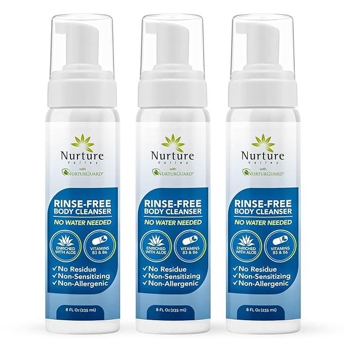 Nurture Rinse Free Foaming Cleanser – No-Water Body Wash 3-Pack